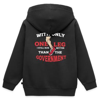 Ein Bein Witz Humor Geschenk - Kinder Premium Organic Zip Hoodie - Schwarz - Hinten - AI Model Kid Male (0cm)