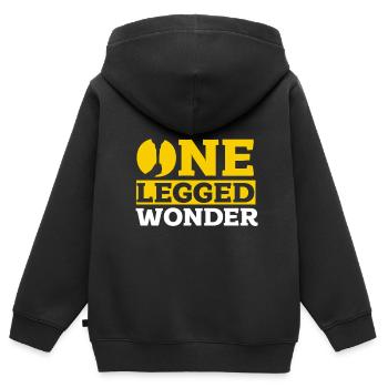 Ein Bein Witz Humor Geschenk - Kinder Premium Organic Zip Hoodie - Schwarz - Hinten - AI Model Kid Male (0cm)