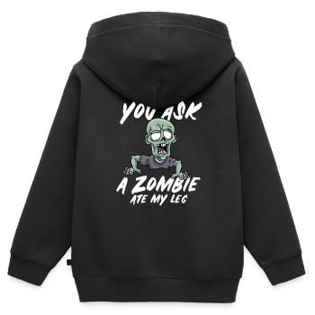 Ein Bein Witz Humor Geschenk - Kinder Premium Organic Zip Hoodie - Schwarz - Hinten - AI Model Kid Male (0cm)