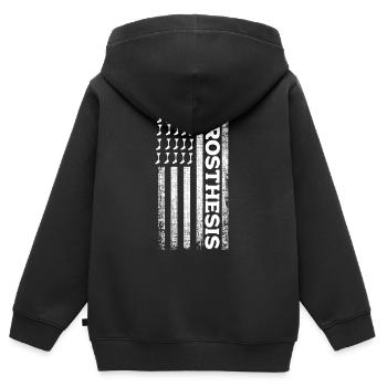 Ein Bein Witz Humor Geschenk - Kinder Premium Organic Zip Hoodie - Schwarz - Hinten - AI Model Kid Male (0cm)