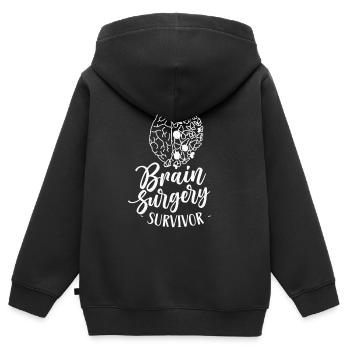 Brain Surgery Survivor Brain Surgery - Kids Premium Organic Zip-up Hoodie - black - Back - AI Model Kid Male (0cm)