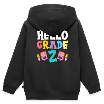Hallo Klasse 2 Schule Zweitklässler Zweite Klasse - Kinder Premium Organic Zip Hoodie - Schwarz - Hinten - AI Model Kid Male (0cm)