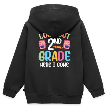 Achtung Zweite Klasse Ich Komme Zweitklässler - Kinder Premium Organic Zip Hoodie - Schwarz - Hinten - AI Model Kid Male (0cm)
