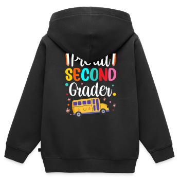 Stolzer Zweitklässler Lehrer Schule Zweite Klasse - Kinder Premium Organic Zip Hoodie - Schwarz - Hinten - AI Model Kid Male (0cm)