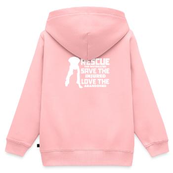 Tierrettung - Kinder Premium Organic Zip Hoodie - Rosa - Hinten - AI Model Kid Female (0cm)