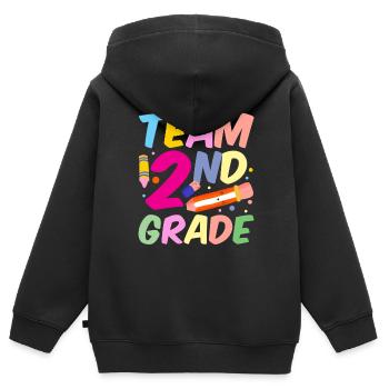 Team Zweite Klasse Lehrer Zweitklässler Schule - Kinder Premium Organic Zip Hoodie - Schwarz - Hinten - AI Model Kid Male (0cm)