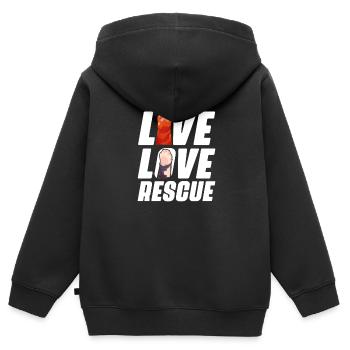 Tierrettung - Kinder Premium Organic Zip Hoodie - Schwarz - Hinten - AI Model Kid Male (0cm)