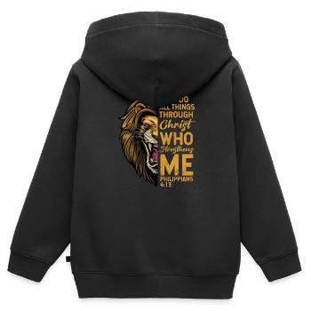 Bible - Sweat Premium à capuche zippé enfant bio - noir - Dos - AI Model Kid Male (0cm)