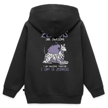 Zèbre - Sweat Premium à capuche zippé enfant bio - noir - Dos - AI Model Kid Male (0cm)