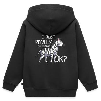 Zebra - Kinder Premium Organic Zip Hoodie - Schwarz - Hinten - AI Model Kid Male (0cm)
