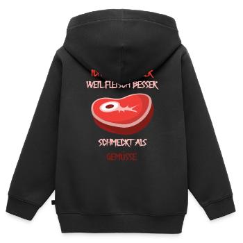 Fleischer weil Fleisch besser schmeckt als Gemüsse - Kinder Premium Organic Zip Hoodie - Schwarz - Hinten - AI Model Kid Male (0cm)