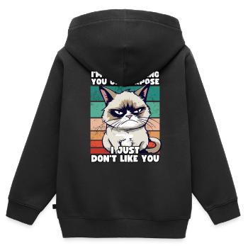 Funny Grump Cat - I Just Don't Like You Cynical - Kids Premium Organic Zip-up Hoodie - black - Back - AI Model Kid Male (0cm)