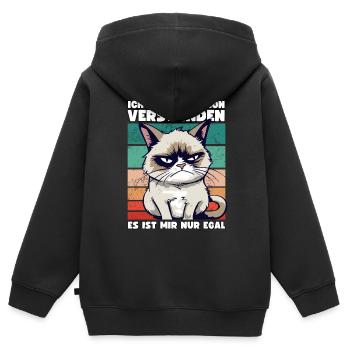 Lustige Grump Cat - Ich Hab Das Schon Verstanden - Kinder Premium Organic Zip Hoodie - Schwarz - Hinten - AI Model Kid Male (0cm)