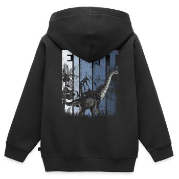 Brachiosaurus 8 ans Dino 8ème anniversaire - Sweat Premium à capuche zippé enfant bio - noir - Dos - AI Model Kid Male (0cm)