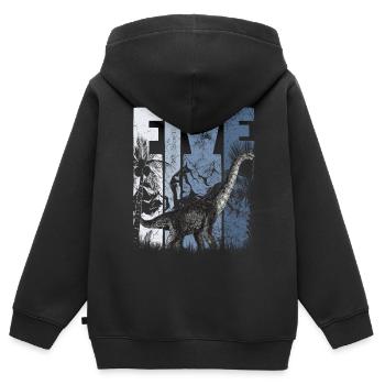 Brachiosaurus 5 ans Dino 5ème anniversaire - Sweat Premium à capuche zippé enfant bio - noir - Dos - AI Model Kid Male (0cm)