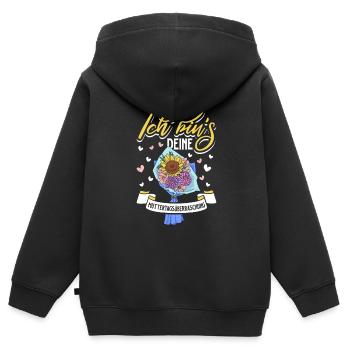 Mit Blumen - Überraschung zum Muttertag - Kinder Premium Organic Zip Hoodie - Schwarz - Hinten - AI Model Kid Male (0cm)