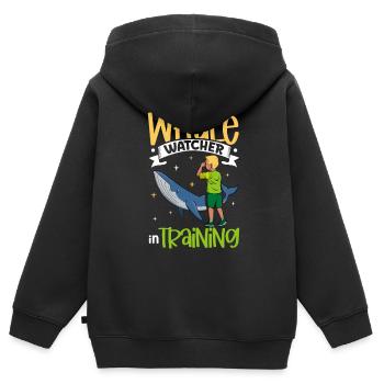 Whale Watcher in Training - Walbeobachtung - Kinder Premium Organic Zip Hoodie - Schwarz - Hinten - AI Model Kid Male (0cm)