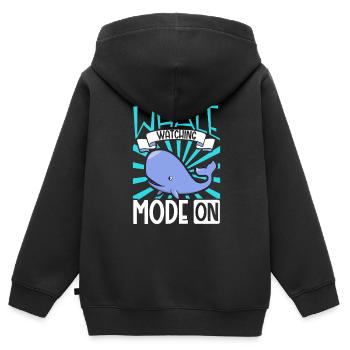 Whale Watcher Mode On - Walbeobachtung - Kinder Premium Organic Zip Hoodie - Schwarz - Hinten - AI Model Kid Male (0cm)