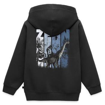 Brachiosaurus 10 Jahre Alt Dino 10. Geburtstag - Kinder Premium Organic Zip Hoodie - Schwarz - Hinten - AI Model Kid Male (0cm)