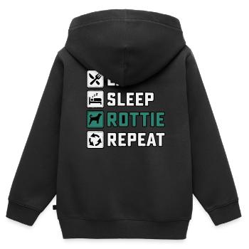Manger dormir pourri Répéter - Sweat Premium à capuche zippé enfant bio - noir - Dos - AI Model Kid Male (0cm)