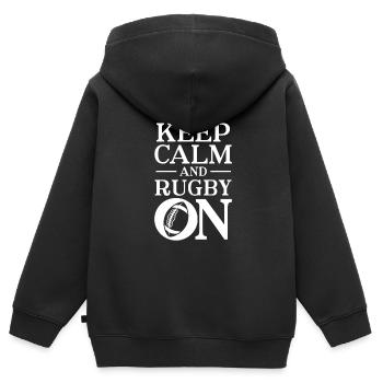 Rugby - Sweat Premium à capuche zippé enfant bio - noir - Dos - AI Model Kid Male (0cm)