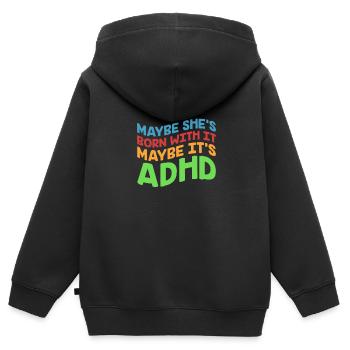 TDAH TDAH Cadeau de déficit de l’attention - Sweat Premium à capuche zippé enfant bio - noir - Dos - AI Model Kid Male (0cm)