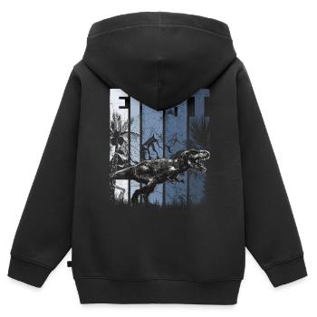 Tyrannosaurus 8 ans Dino 8ème anniversaire - Sweat Premium à capuche zippé enfant bio - noir - Dos - AI Model Kid Male (0cm)