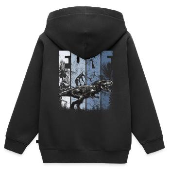 Tyrannosaurus 5 Jahre Alt Dino 5. Geburtstag - Kinder Premium Organic Zip Hoodie - Schwarz - Hinten - AI Model Kid Male (0cm)