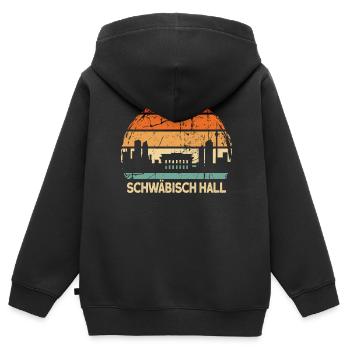 Schwäbisch Hall - Kinder Premium Organic Zip Hoodie - Schwarz - Hinten - AI Model Kid Male (0cm)