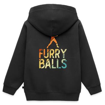 Pelzige Bälle - Lustiges Tennis - Kinder Premium Organic Zip Hoodie - Schwarz - Hinten - AI Model Kid Male (0cm)