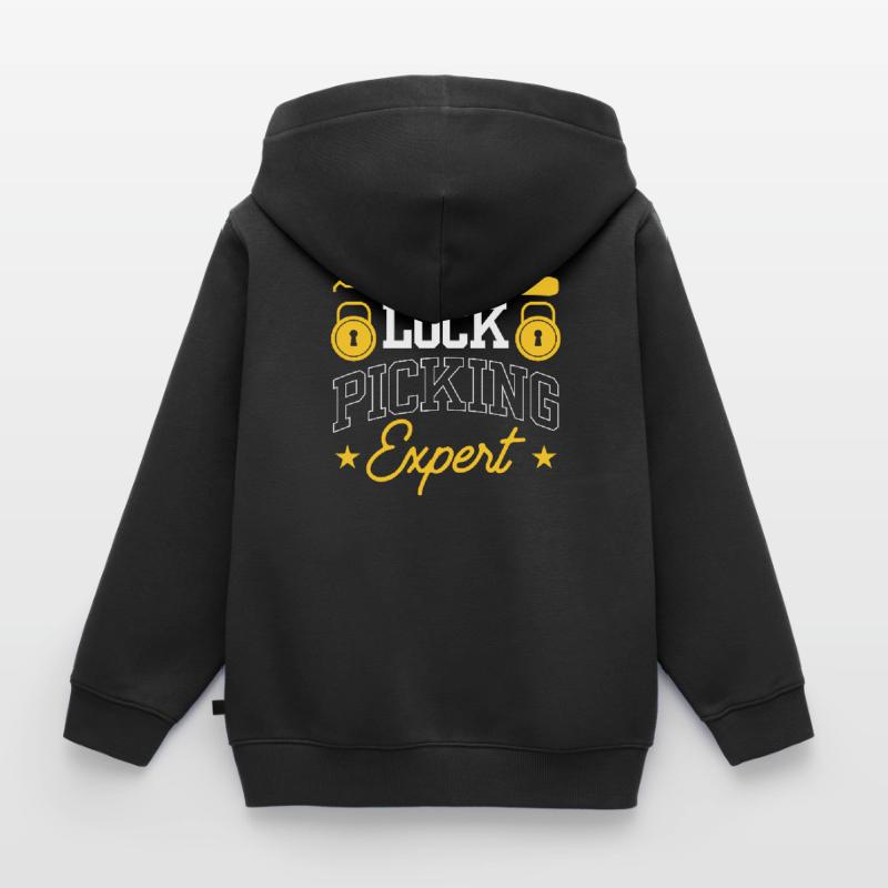 Lockpicking Expert Lock Picking Cracking Lock Sweat Premium à capuche zippé enfant bio