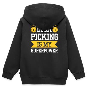 Lock Picking Ist Meine Superkraft Schloss Knacken - Kinder Premium Organic Zip Hoodie - Schwarz - Hinten - AI Model Kid Male (0cm)
