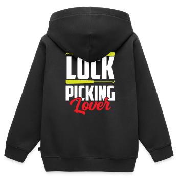 Lock Picking Lover Cracker Cracking Lock - Sweat Premium à capuche zippé enfant bio - noir - Dos - AI Model Kid Male (0cm)