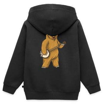 Chemises Banjo Pour Hommes Bluegrass Appalachia Folk - Sweat Premium à capuche zippé enfant bio - noir - Dos - AI Model Kid Male (0cm)
