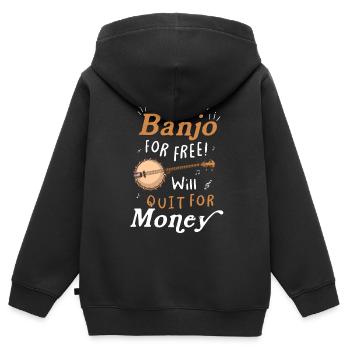 Chemises Banjo Pour Hommes Bluegrass Appalachia Folk - Sweat Premium à capuche zippé enfant bio - noir - Dos - AI Model Kid Male (0cm)