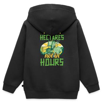 Ich Arbeite In Hektar Nicht In Stunden Bauern - Kinder Premium Organic Zip Hoodie - Schwarz - Hinten - AI Model Kid Male (0cm)