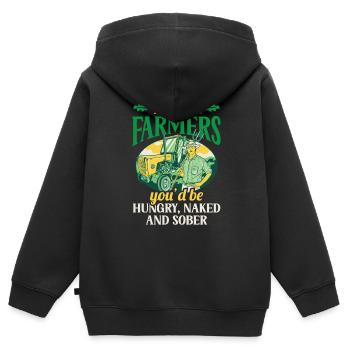 Ohne Landwirte Wärst Du Hungrig Nackt Und Nüchtern - Kinder Premium Organic Zip Hoodie - Schwarz - Hinten - AI Model Kid Male (0cm)