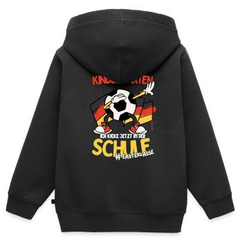 Tschüss Kindergarten 1. Klasse Fußball Schulstart - Kinder Premium Organic Zip Hoodie - Schwarz - Hinten - AI Model Kid Male (0cm)