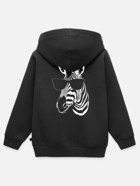 Zebra - Kinder Premium Organic Zip Hoodie - Schwarz