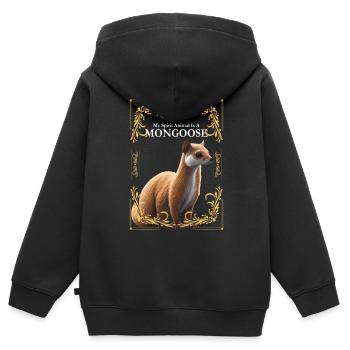 Mangoustes Mangoustes Suricates - Sweat Premium à capuche zippé enfant bio - noir - Dos - AI Model Kid Male (0cm)
