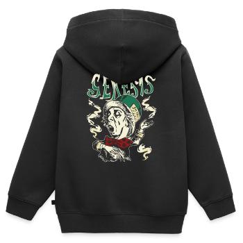 Genesis Madl Hatter Image - Sweat Premium à capuche zippé enfant bio - noir - Dos - AI Model Kid Male (0cm)