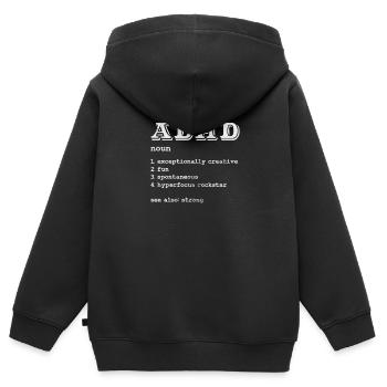 ADHD - Kids Premium Organic Zip-up Hoodie - black - Back - AI Model Kid Male (0cm)