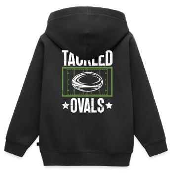 Ovales plaqués - Drôle de rugby - Sweat Premium à capuche zippé enfant bio - noir - Dos - AI Model Kid Male (0cm)