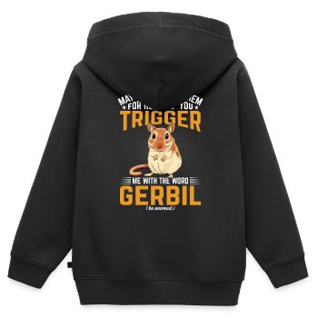 Gerbille - Sweat Premium à capuche zippé enfant bio - noir - Dos - AI Model Kid Male (0cm)