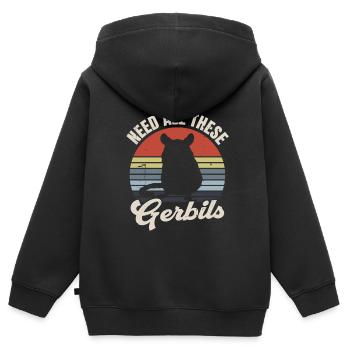 Gerbille - Sweat Premium à capuche zippé enfant bio - noir - Dos - AI Model Kid Male (0cm)