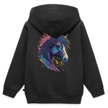 Pop Art Horse - Kinder Premium Organic Zip Hoodie - Schwarz - Hinten - AI Model Kid Male (0cm)