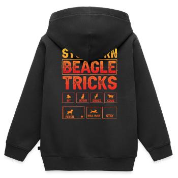 Astuces de Beagle tenaces - Sweat Premium à capuche zippé enfant bio - noir - Dos - AI Model Kid Male (0cm)