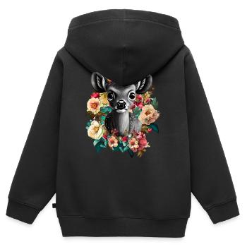 Chevreuil - Sweat Premium à capuche zippé enfant bio - noir - Dos - AI Model Kid Male (0cm)