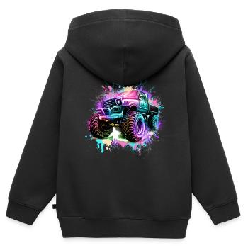 Monstertruck - Kinder Premium Organic Zip Hoodie - Schwarz - Hinten - AI Model Kid Male (0cm)