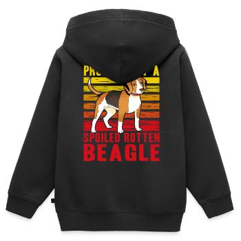 Propriété d’un Beagle pourri gâté - Sweat Premium à capuche zippé enfant bio - noir - Dos - AI Model Kid Male (0cm)